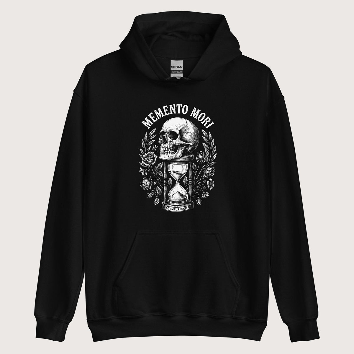 Black Memento Mori Tempus Fugit Hoodie - history buff gift by HistoHead
