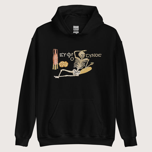 Black Skeleton Mosaic Hoodie - history buff gift by HistoHead