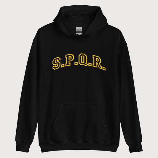 Black SPQR Hoodie - history buff gift by HistoHead