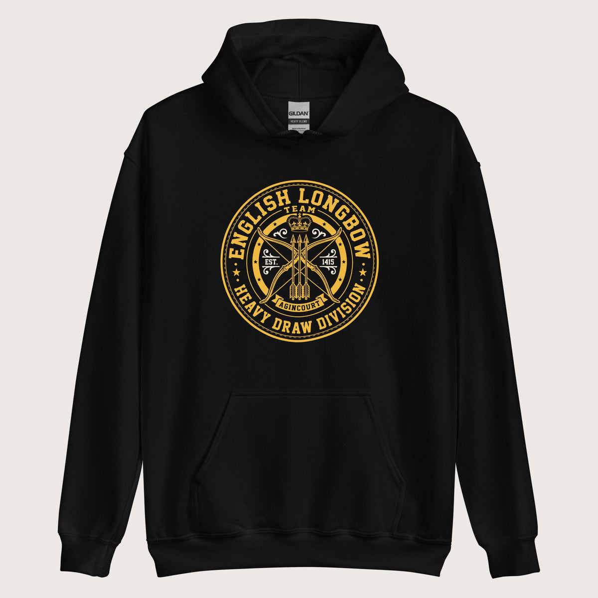 Black English Longbow Heavy Draw Division Hoodie - history buff gift by HistoHead
