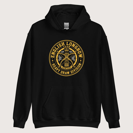 Black English Longbow Heavy Draw Division Hoodie - history buff gift by HistoHead