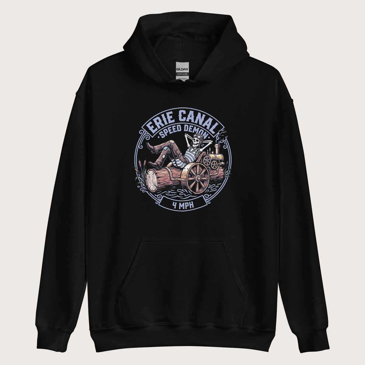 Black Erie Canal Speed Demon Hoodie - history buff gift by HistoHead