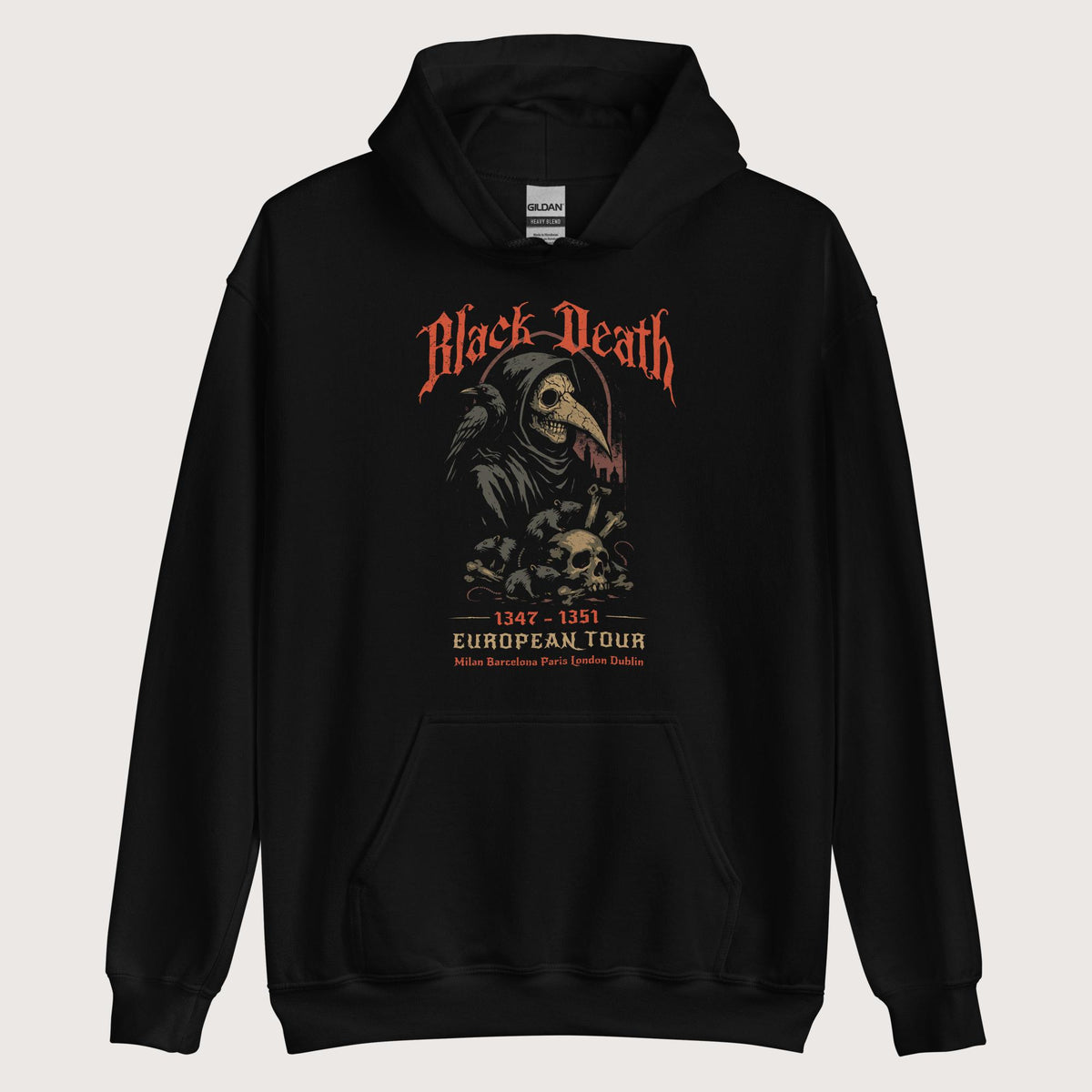 Black Black Death European Tour Hoodie - history buff gift by HistoHead