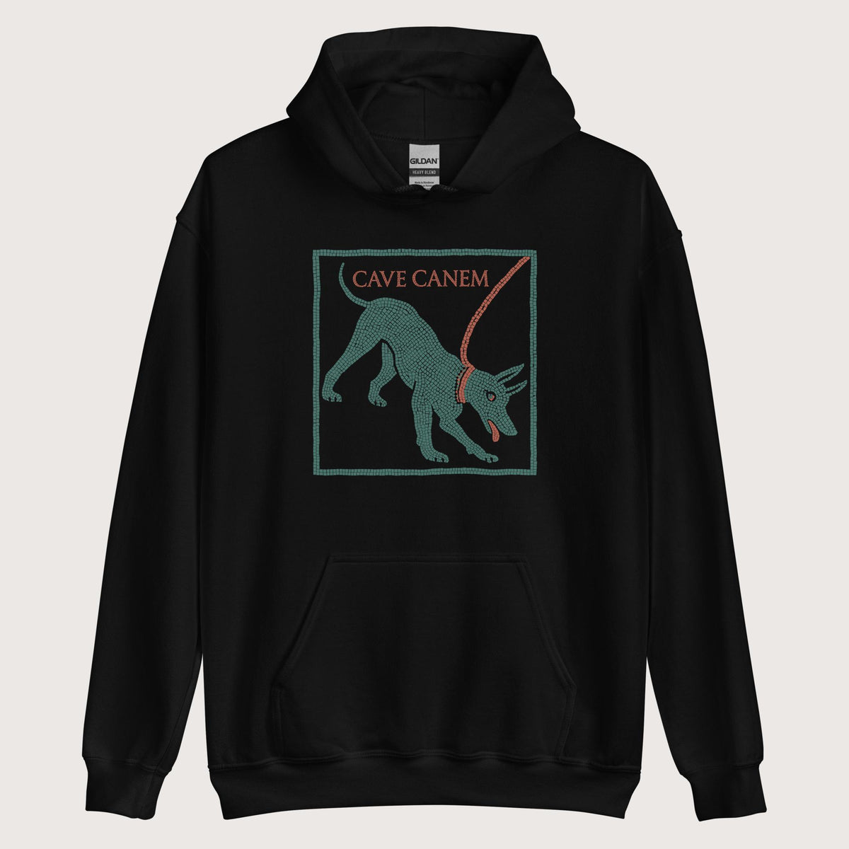Black Cave Canem Pompeii Mosaic Hoodie - history buff gift by HistoHead