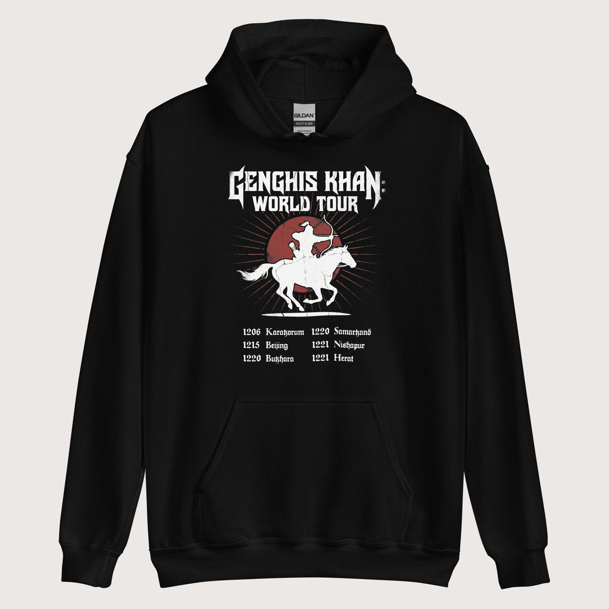 Black Genghis Khan World Tour Hoodie - history buff gift by HistoHead