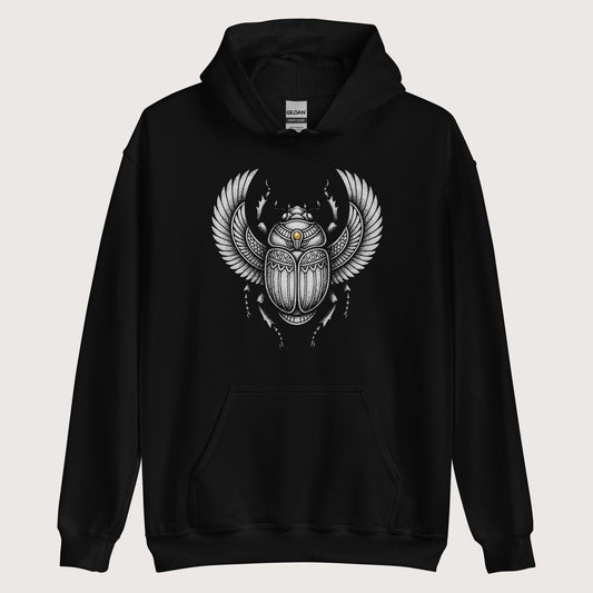 Black Khepri God of Rebirth Hoodie - history buff gift by HistoHead