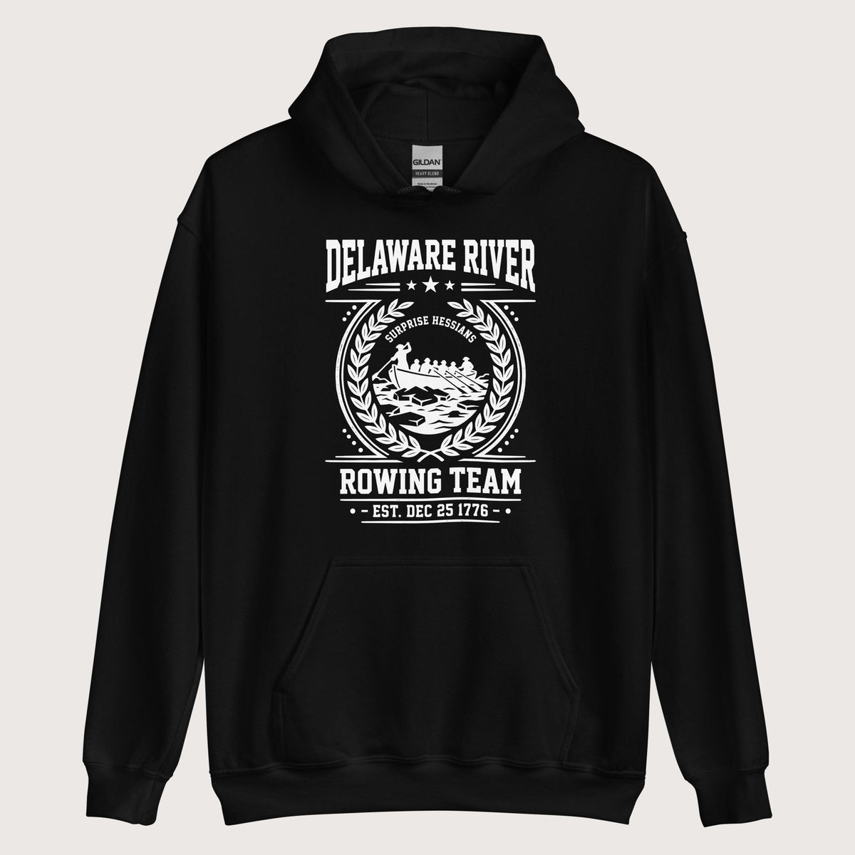 Black Delaware River Rowing Team Hoodie - history buff gift by HistoHead