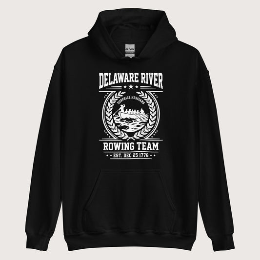 Black Delaware River Rowing Team Hoodie - history buff gift by HistoHead