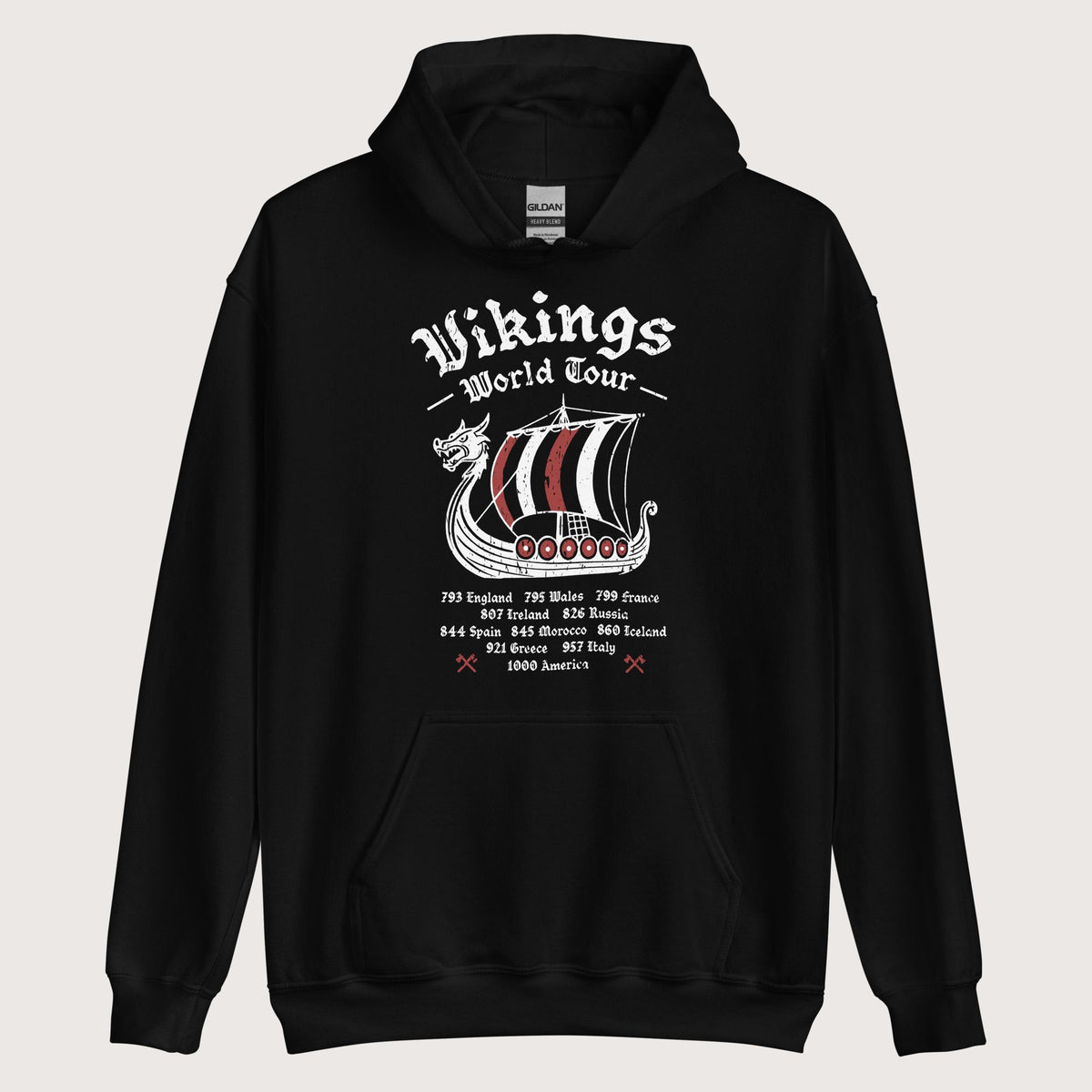 Black Vikings World Tour Hoodie - history buff gift by HistoHead