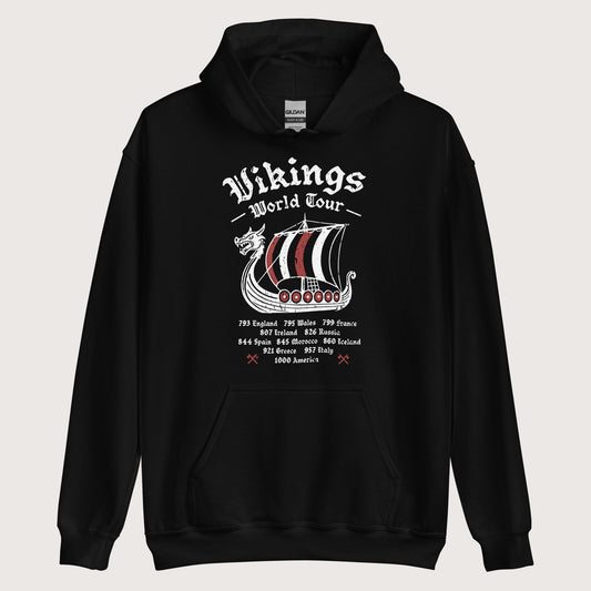 Black Vikings World Tour Hoodie - history buff gift by HistoHead