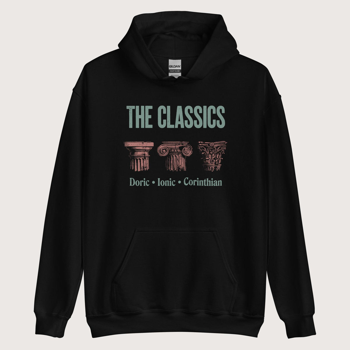 Black The Classics Doric Ionic Corinthian Hoodie - history buff gift by HistoHead