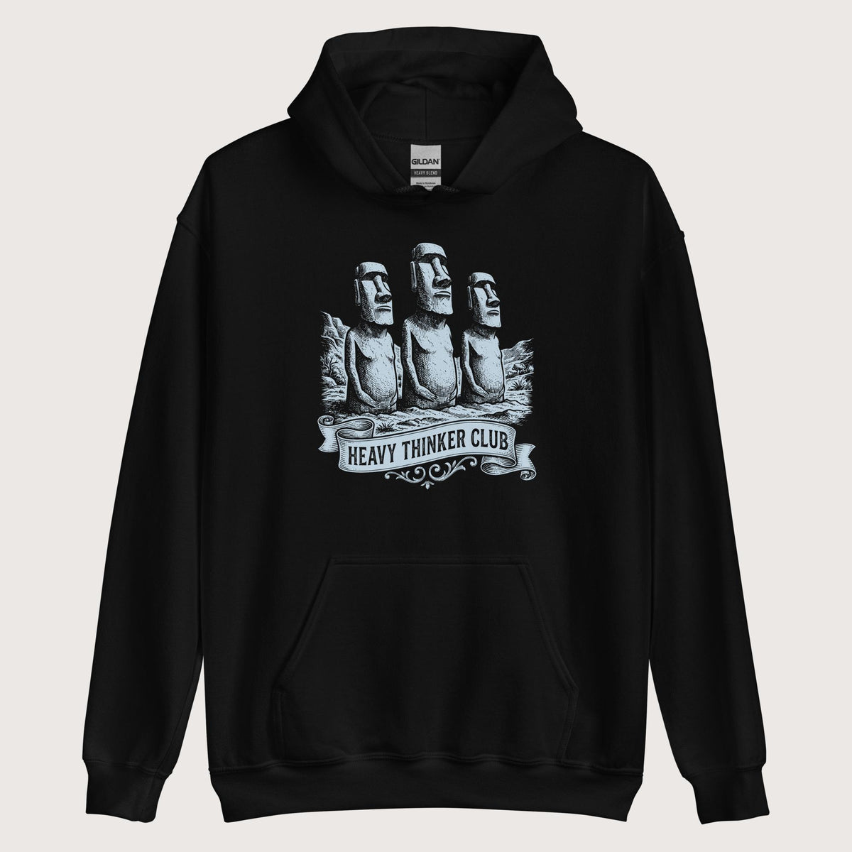 Black Heavy Thinker Club Hoodie - history buff gift by HistoHead