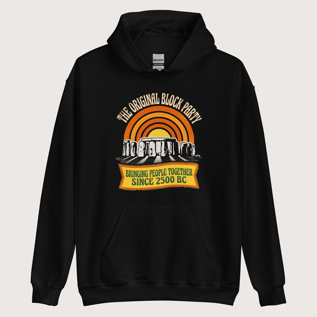 Black Stonehenge Block Party Hoodie - history buff gift by HistoHead