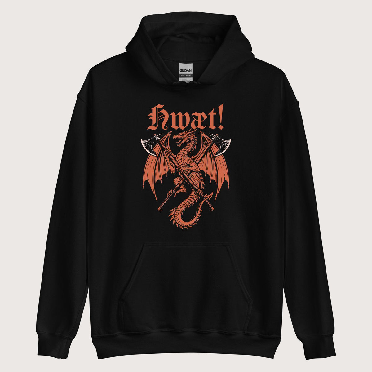 Black Hwæt Dragon Axe Hoodie - history buff gift by HistoHead