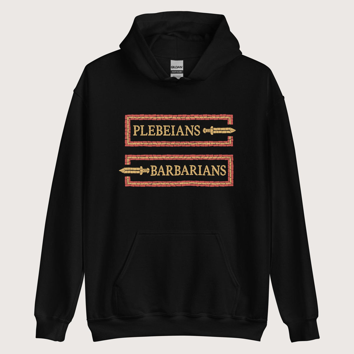 Black Mosaic Plebeians or Barbarians Hoodie - history buff gift by HistoHead
