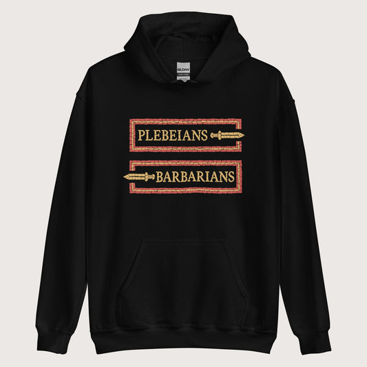Black Mosaic Plebeians or Barbarians Hoodie - history buff gift by HistoHead