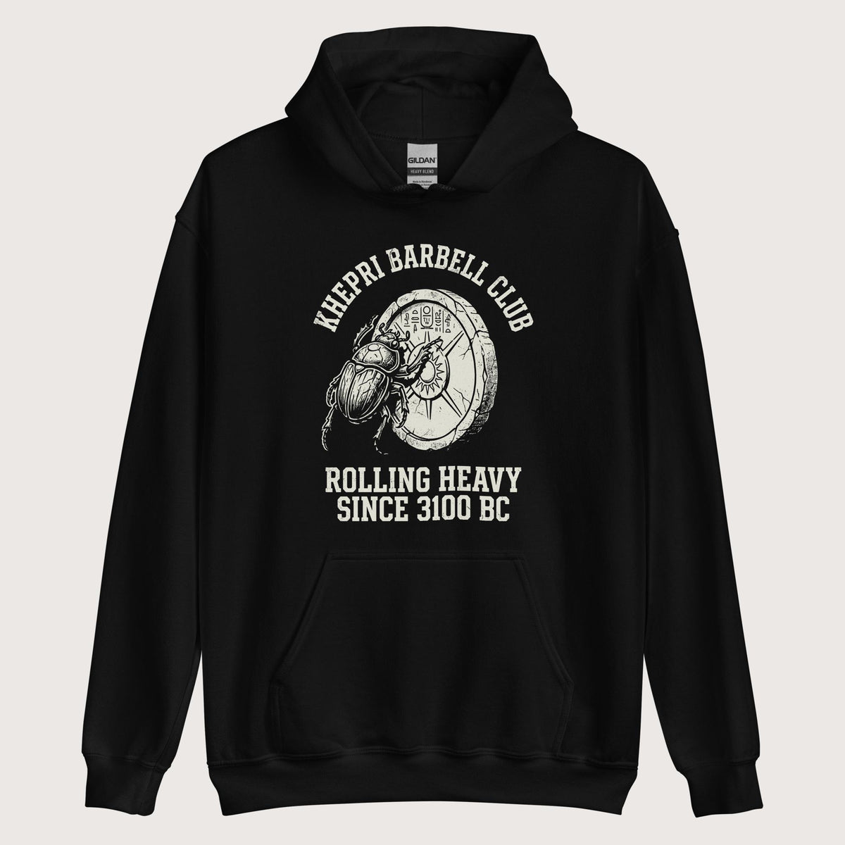 Black Khepri Barbell Club Hoodie - history buff gift by HistoHead