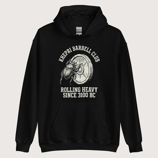 Black Khepri Barbell Club Hoodie - history buff gift by HistoHead