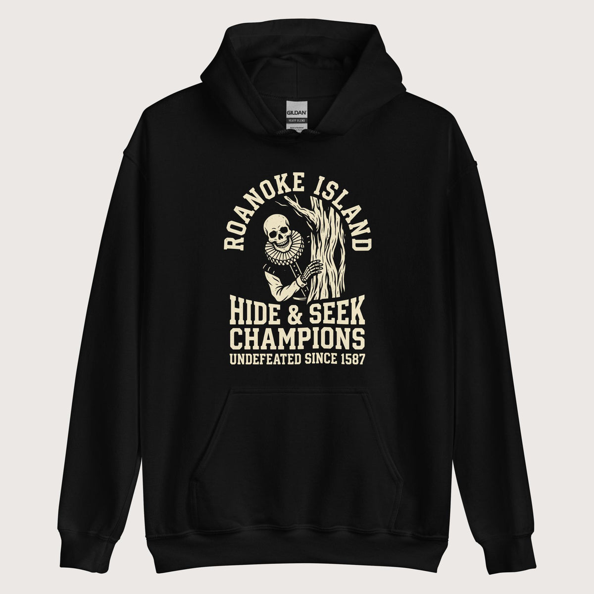 Black Roanoke Island Hide & Seek Hoodie - history buff gift by HistoHead