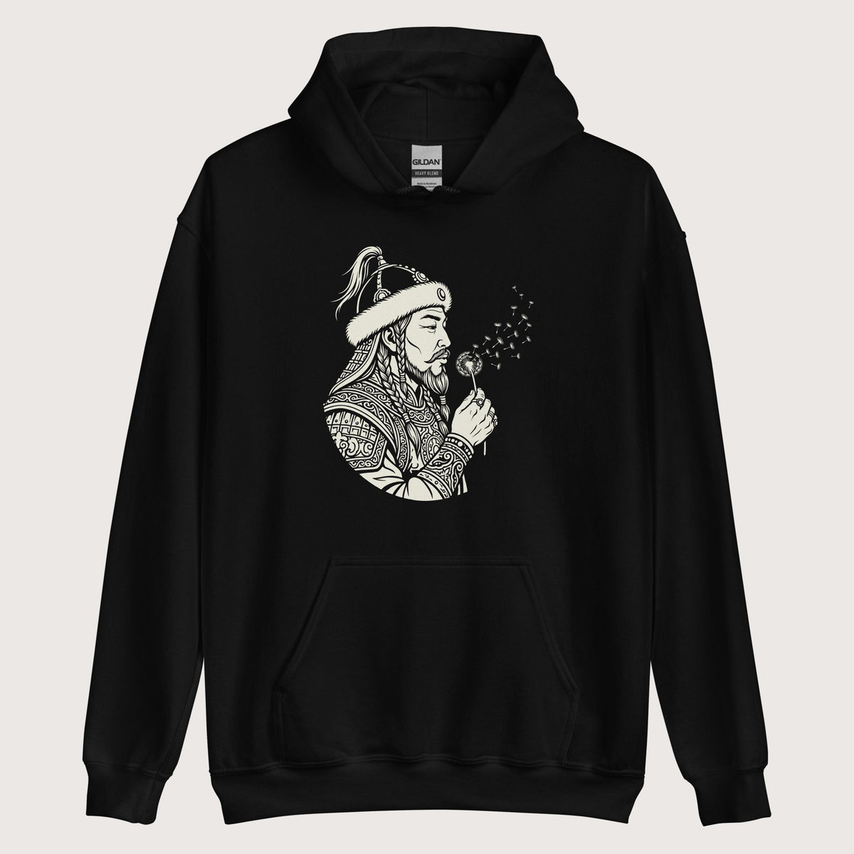 Black Genghis Khan Blowing Wishes Hoodie - history buff gift by HistoHead