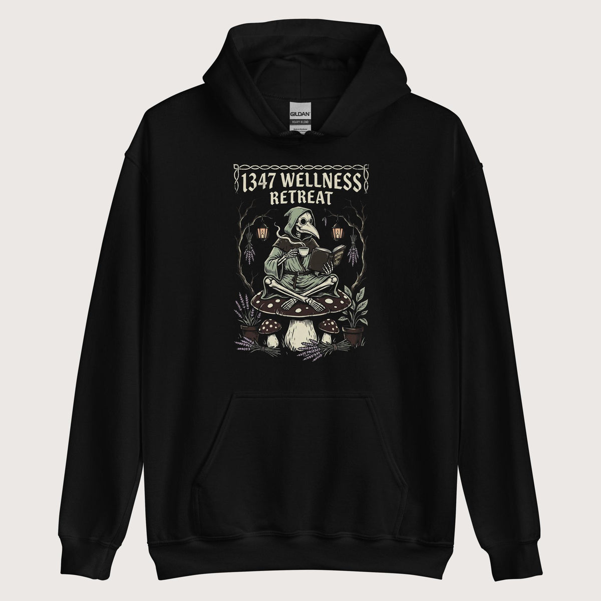 Black Plague Doctor Wellness Retreat Hoodie - history buff gift by HistoHead