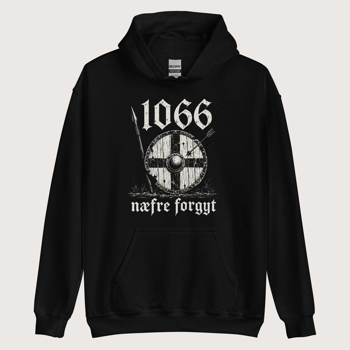 Black 1066 Never Forget in Old English Hoodie - history buff gift by HistoHead