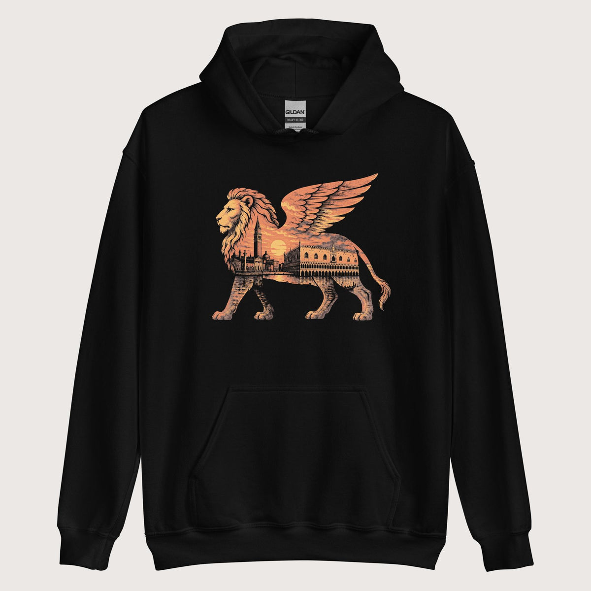Black Winged Lion of the Lagoon Hoodie - history buff gift by HistoHead