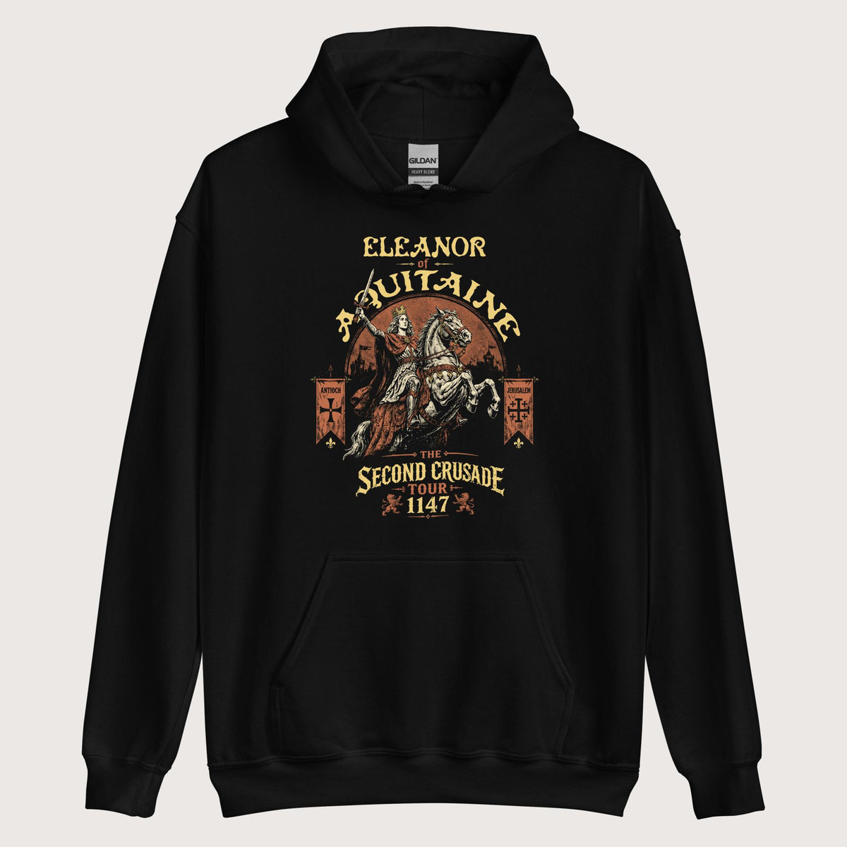 Black Eleanor of Aquitaine Second Crusade Tour Hoodie - history buff gift by HistoHead