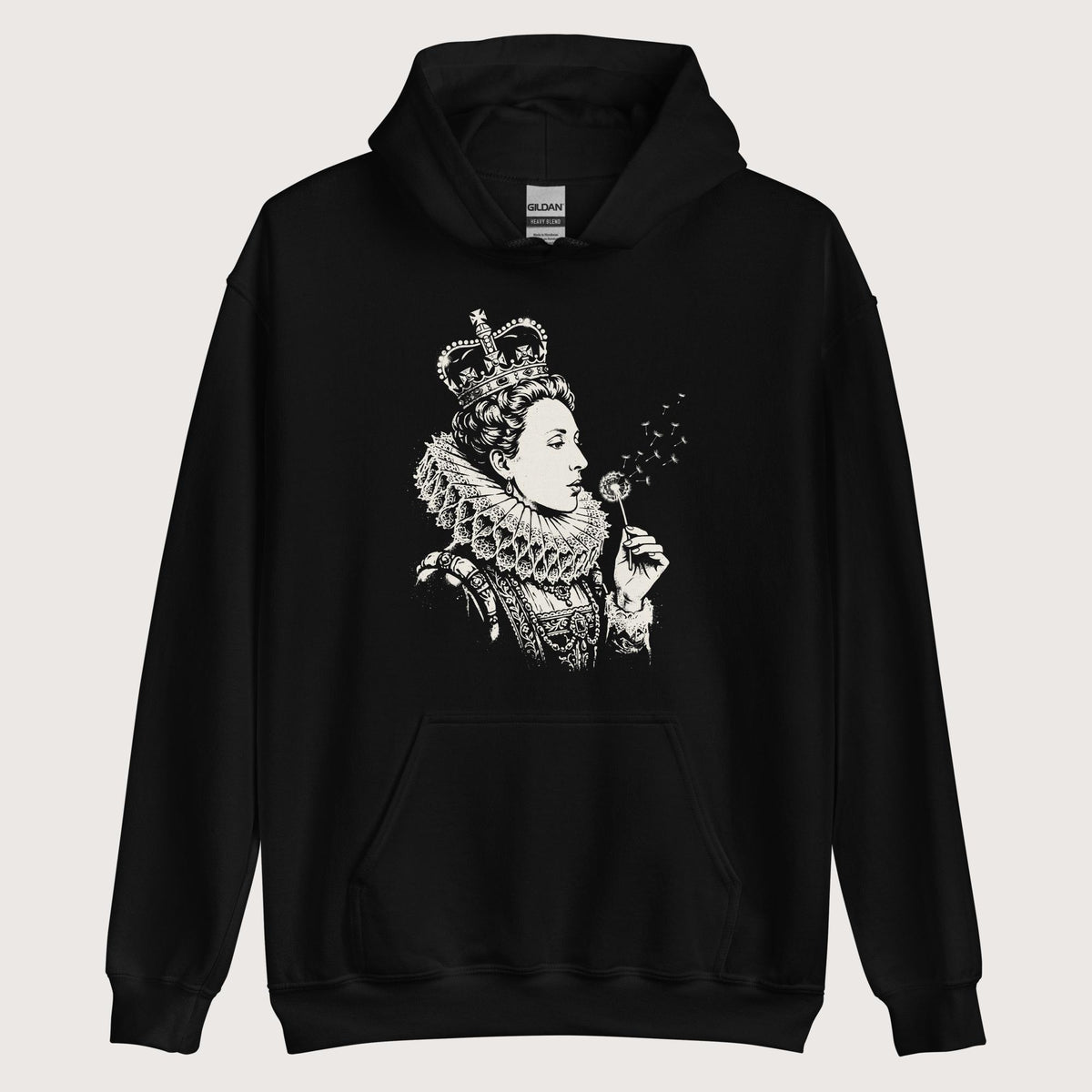 Black Elizabeth I Blowing Wishes Hoodie - history buff gift by HistoHead