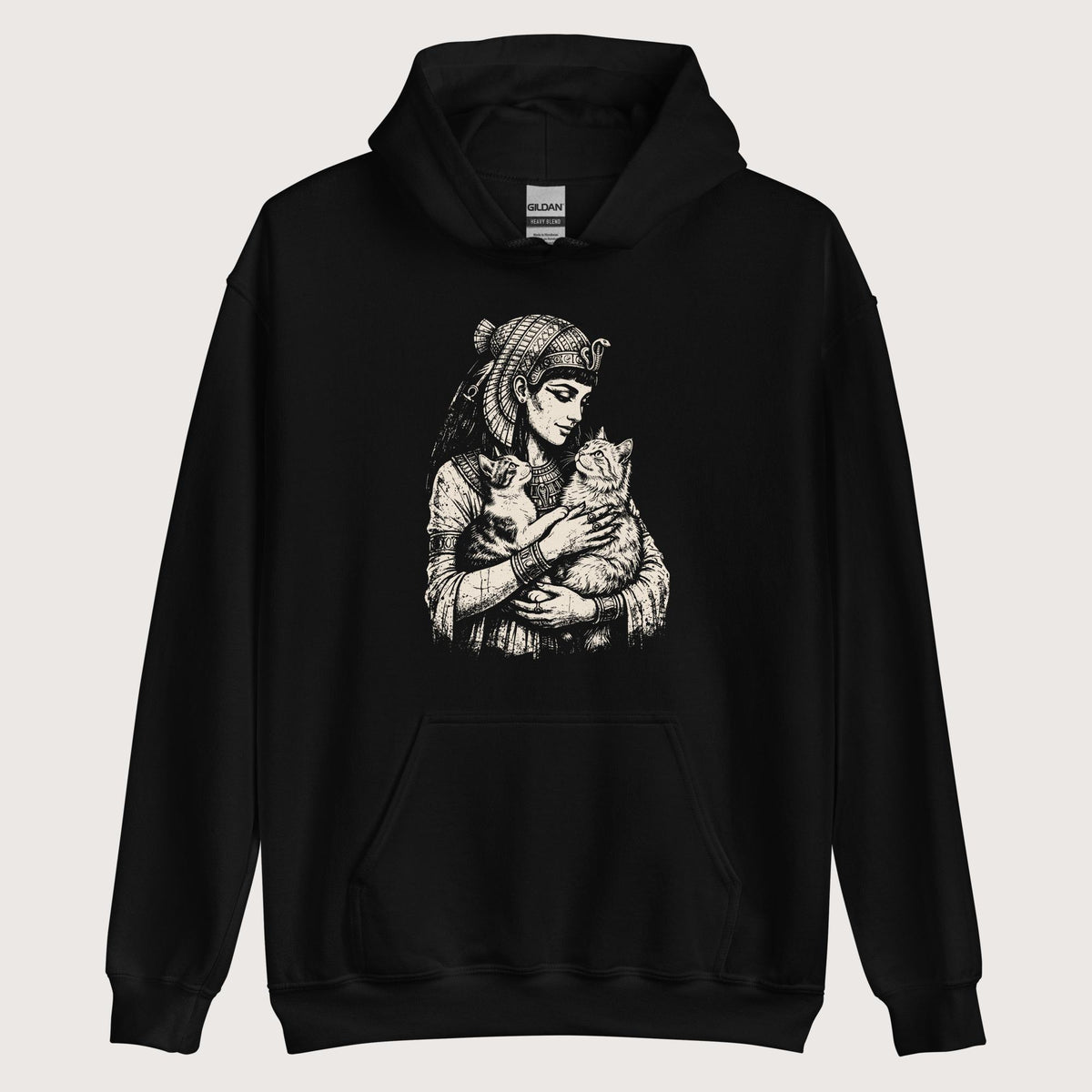 Black Cleopatra's Cats Hoodie - history buff gift by HistoHead