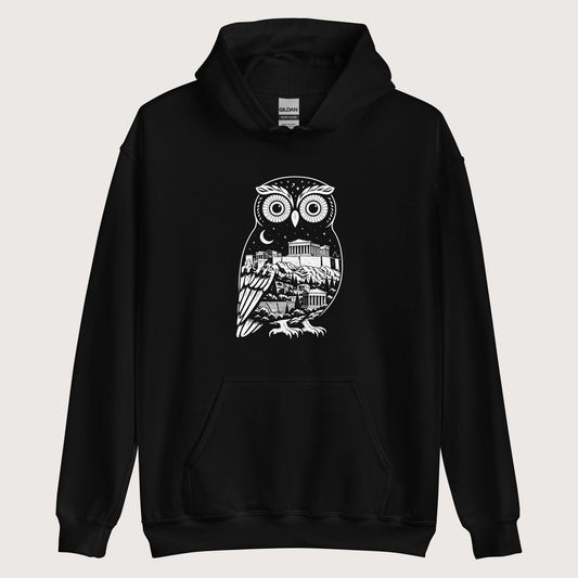 Black Athena Owl Hoodie - history buff gift by HistoHead