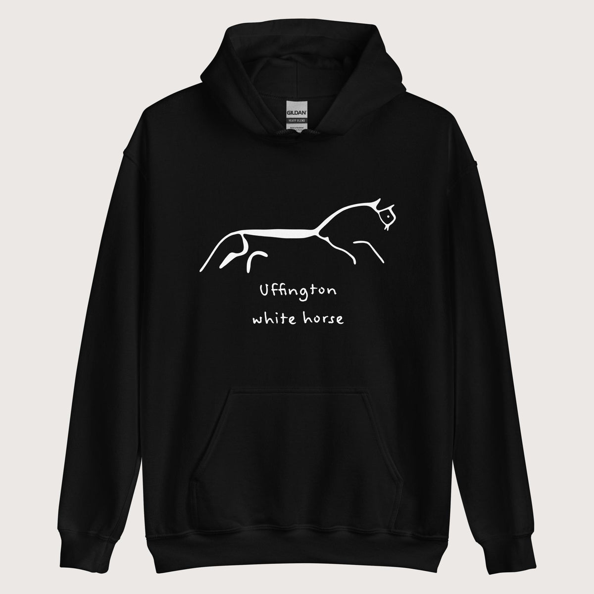 Black Uffington White Horse Hoodie - history buff gift by HistoHead