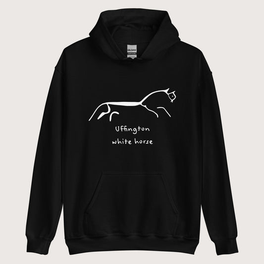 Black Uffington White Horse Hoodie - history buff gift by HistoHead