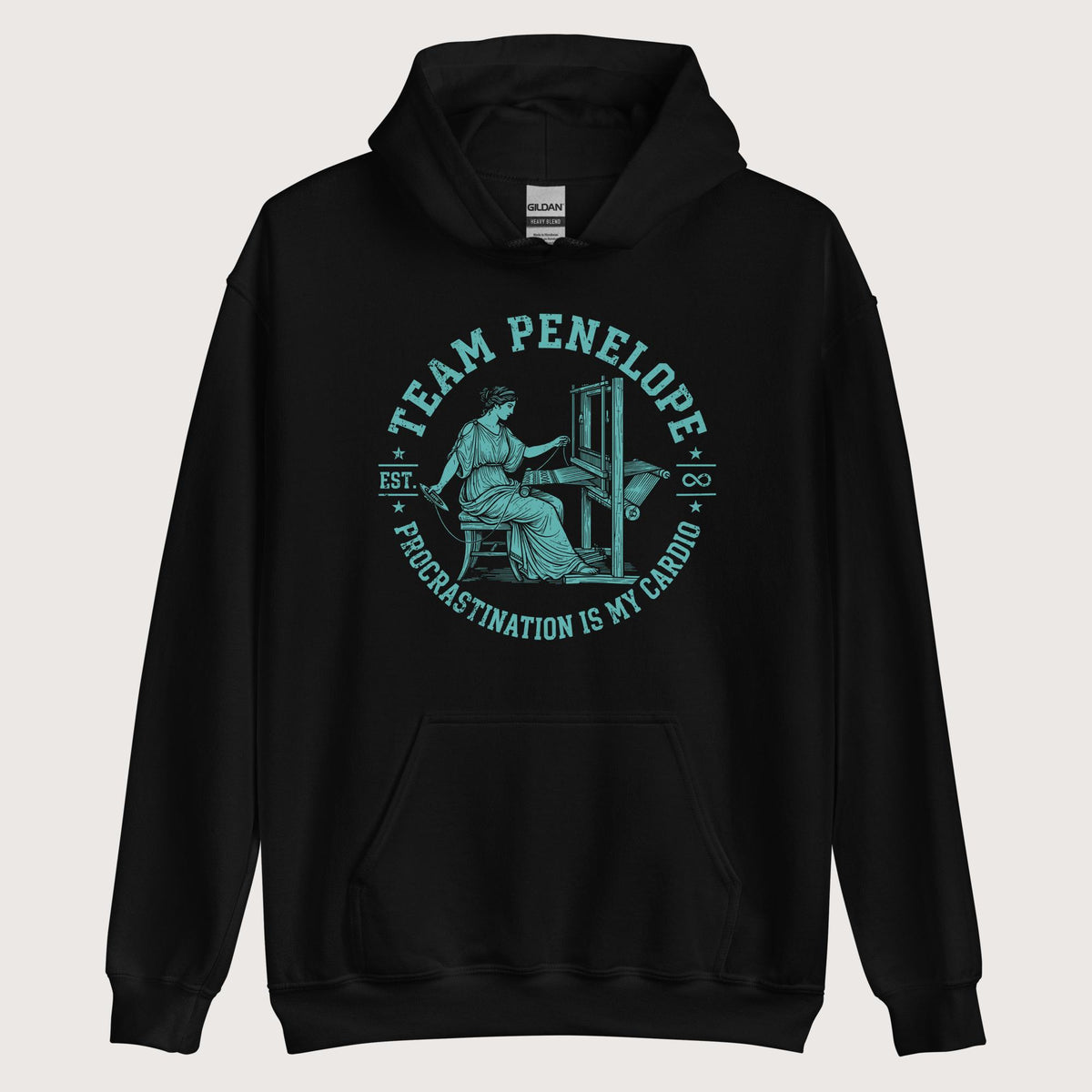 Black Team Penelope Procrastination Hoodie - history buff gift by HistoHead