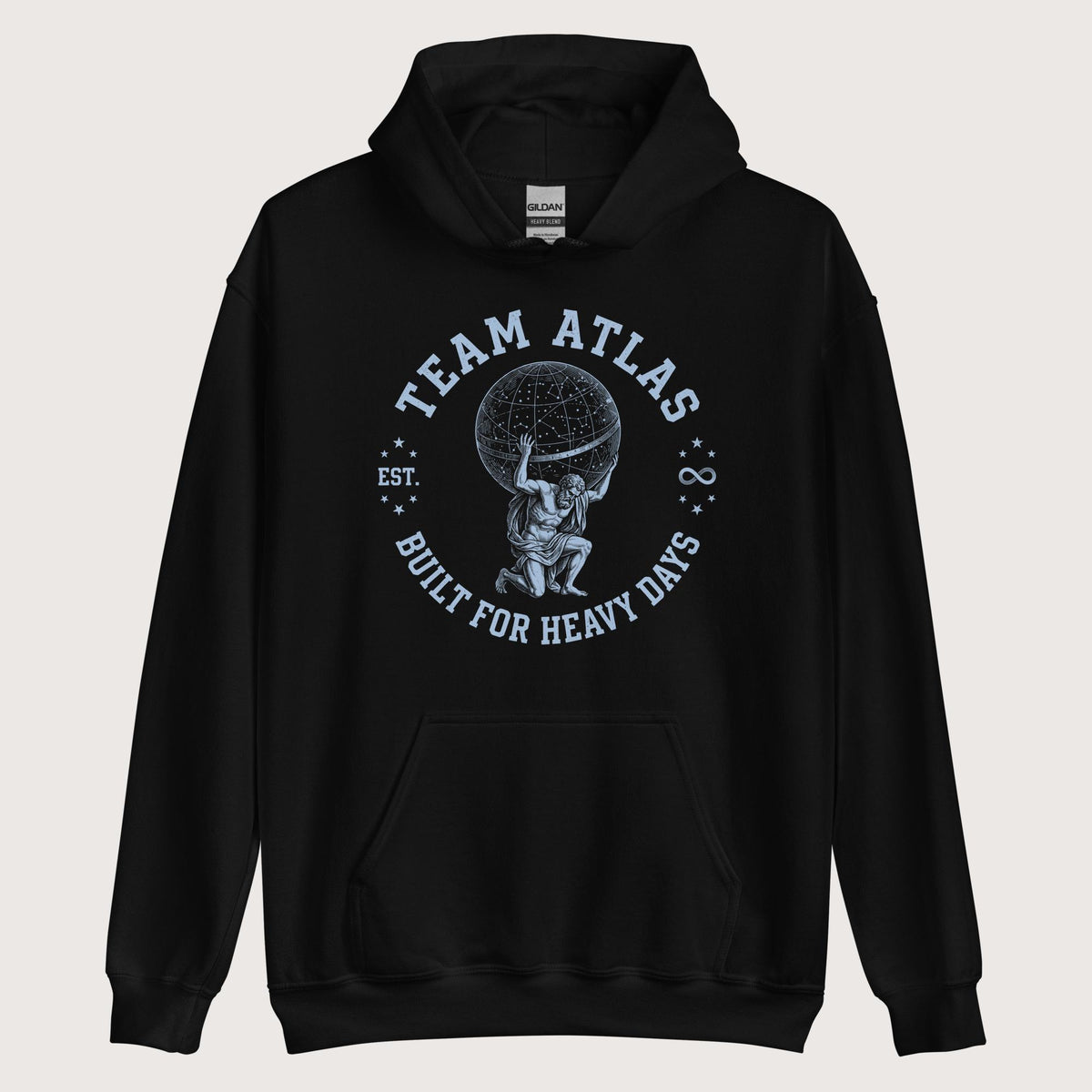 Black Team Atlas Built For Heavy Days Hoodie - history buff gift by HistoHead