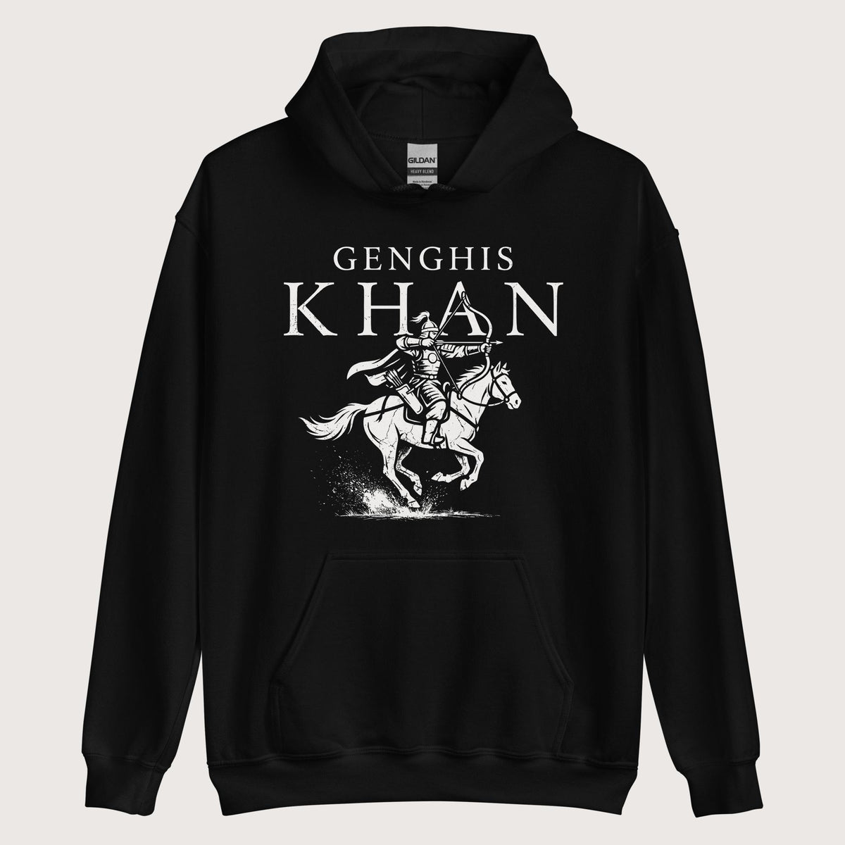 Black Genghis Khan Hoodie - history buff gift by HistoHead