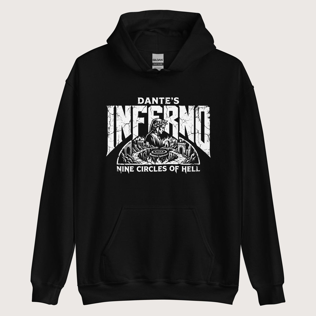 Black Dante's Inferno Hoodie - history buff gift by HistoHead
