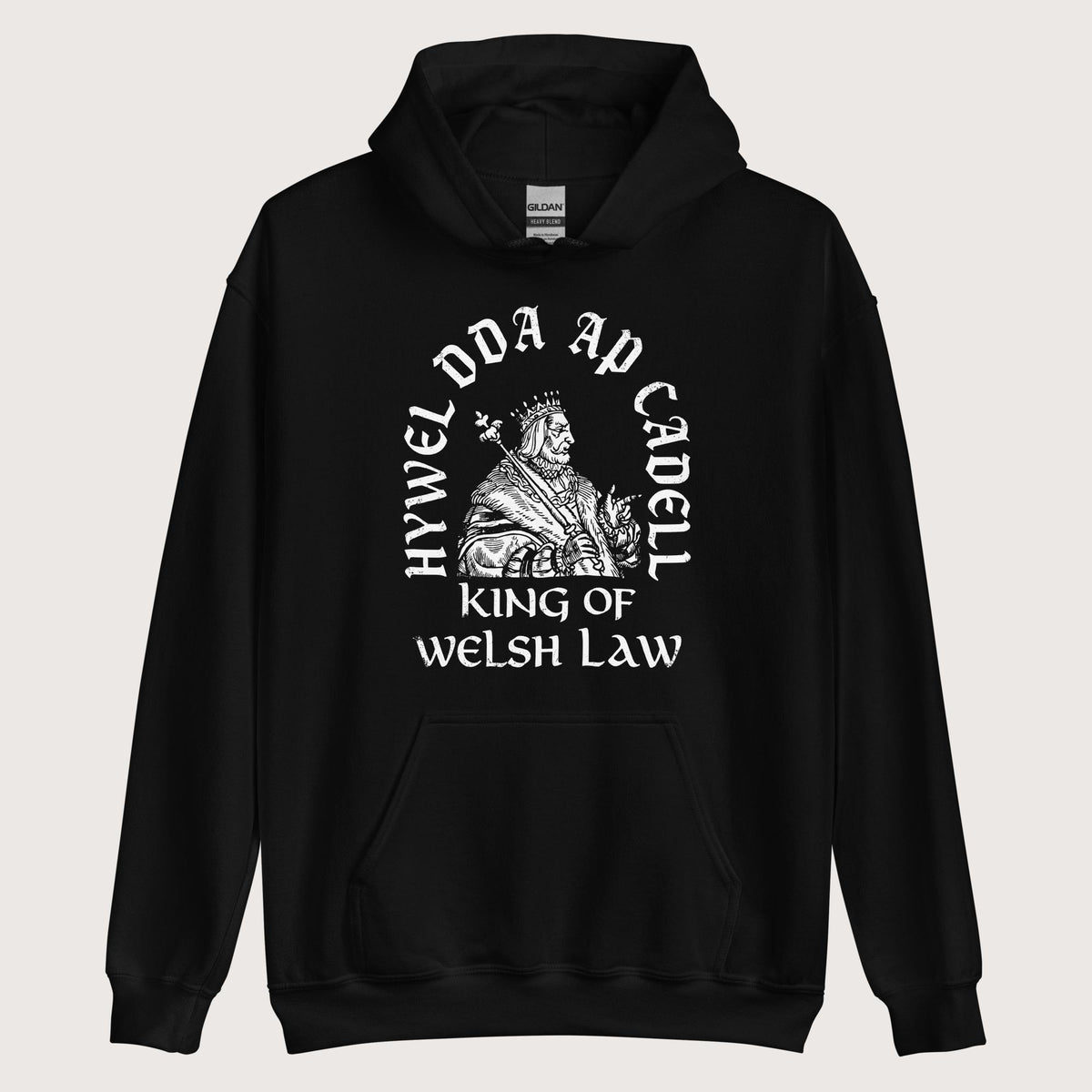 Black Hywel Dda King of Welsh Law Hoodie - history buff gift by HistoHead
