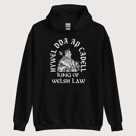 Black Hywel Dda King of Welsh Law Hoodie - history buff gift by HistoHead