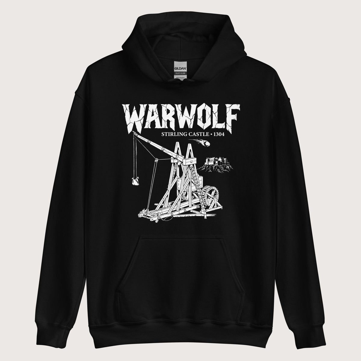 Black Warwolf Trebuchet Hoodie - history buff gift by HistoHead