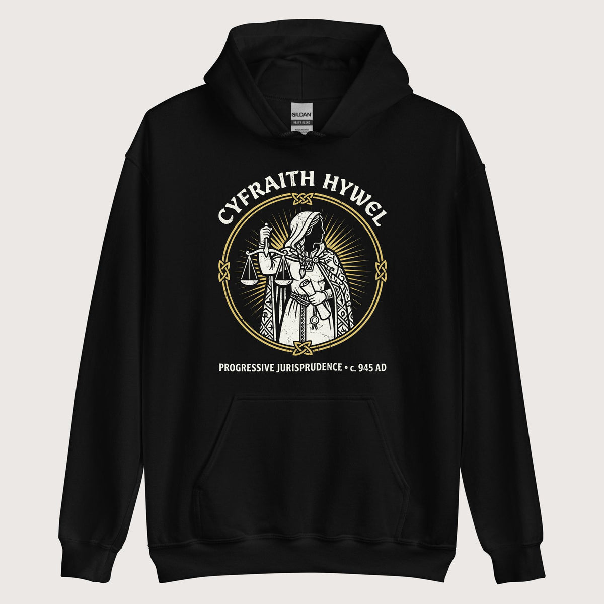 Black Cyfraith Hywel Progressive Jurisprudence Hoodie - history buff gift by HistoHead