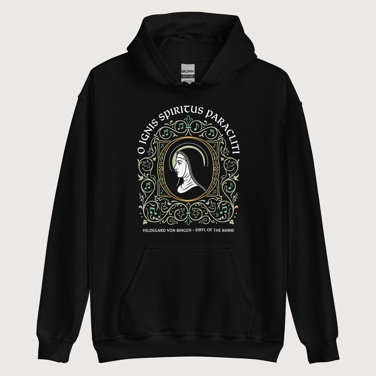 Black Hildegard von Bingen Hoodie - history buff gift by HistoHead