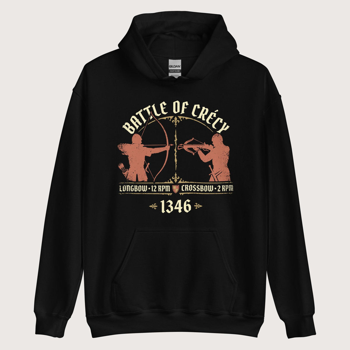 Black Battle of Crecy 1346 Hoodie - history buff gift by HistoHead