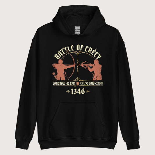 Black Battle of Crecy 1346 Hoodie - history buff gift by HistoHead