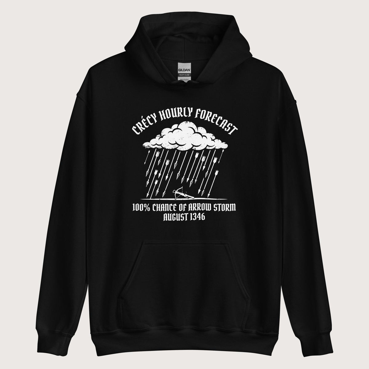 Black Crecy Arrow Storm Forecast Hoodie - history buff gift by HistoHead