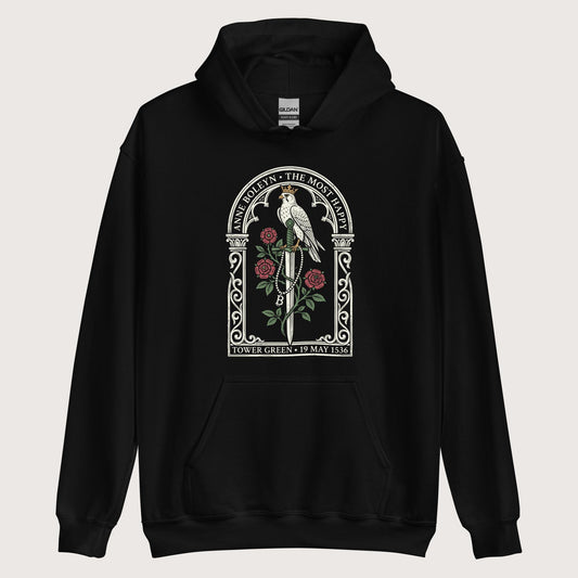 Black Anne Boleyn Falcon Hoodie - history buff gift by HistoHead