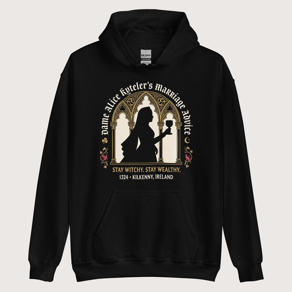 Black Alice Kyteler's Marriage Advice Hoodie - history buff gift by HistoHead