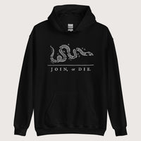 Black Join Or Die Hoodie - history buff gift by HistoHead