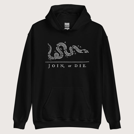 Black Join Or Die Hoodie - history buff gift by HistoHead