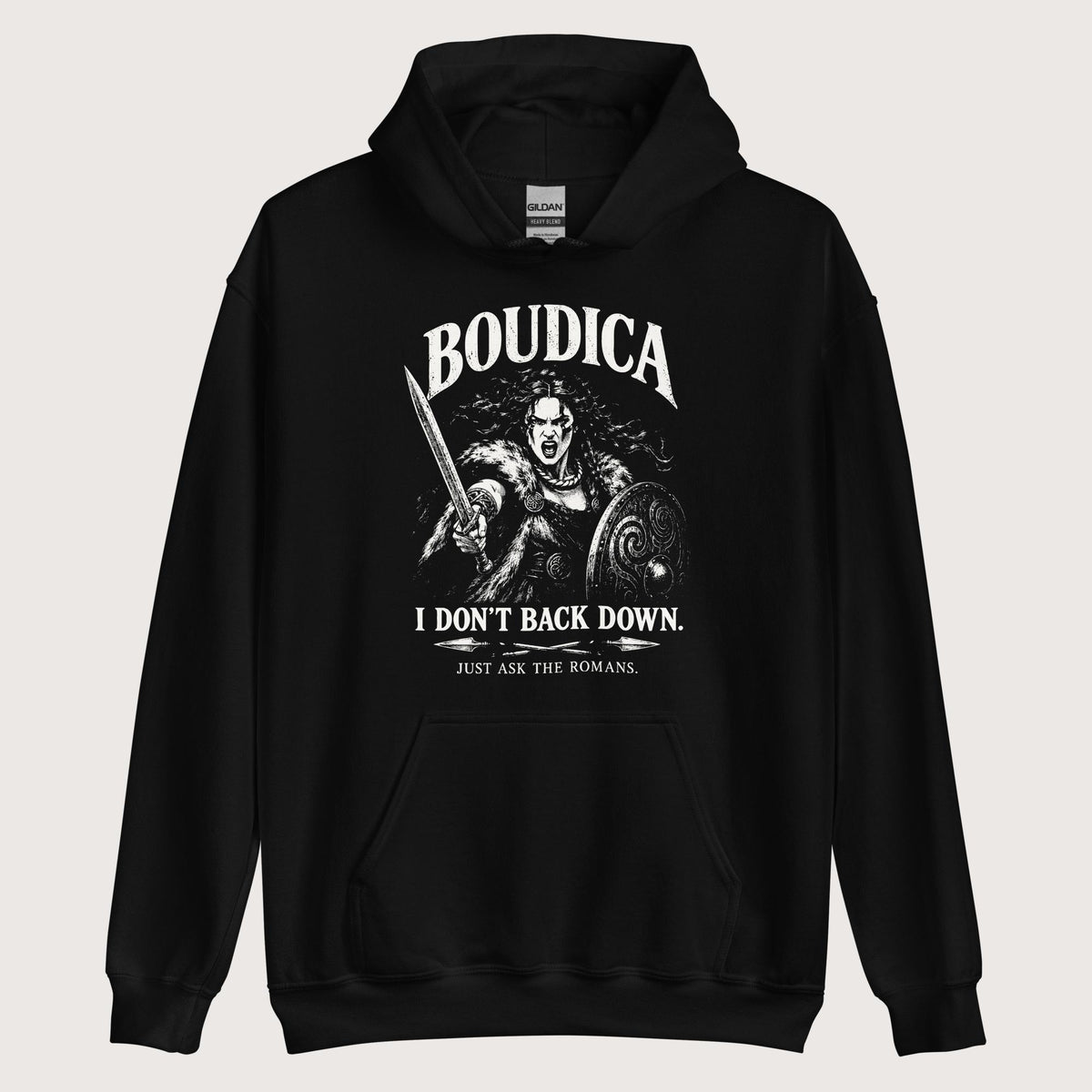 Black Boudica I Don't Back Down Hoodie - history buff gift by HistoHead